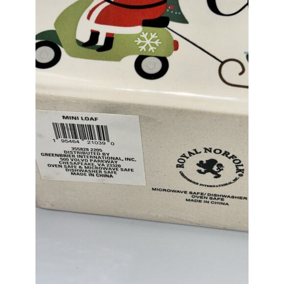 Mini Loaf Pans Set of 2 Holiday Merry Christmas Stoneware Baking Dishes Unused - Picture 3 of 8